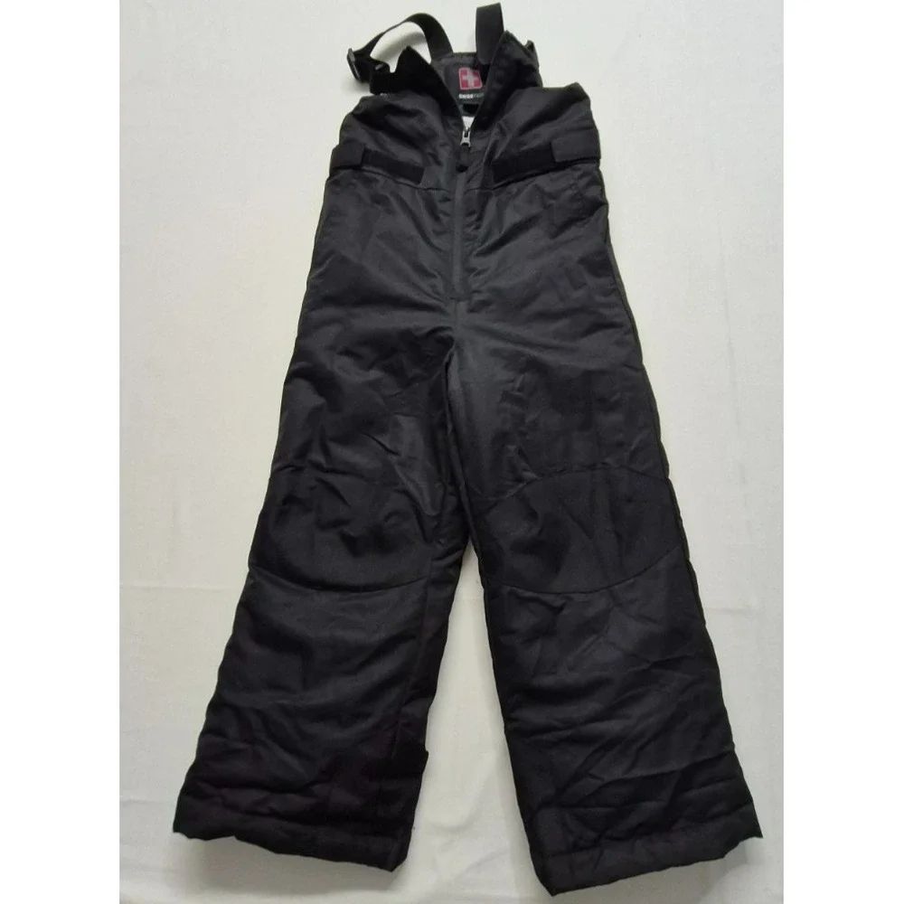 Swiss Tech Kid's Black Snow Ski Bib Overalls Pants Suspenders (4-5)‎ XS pockets